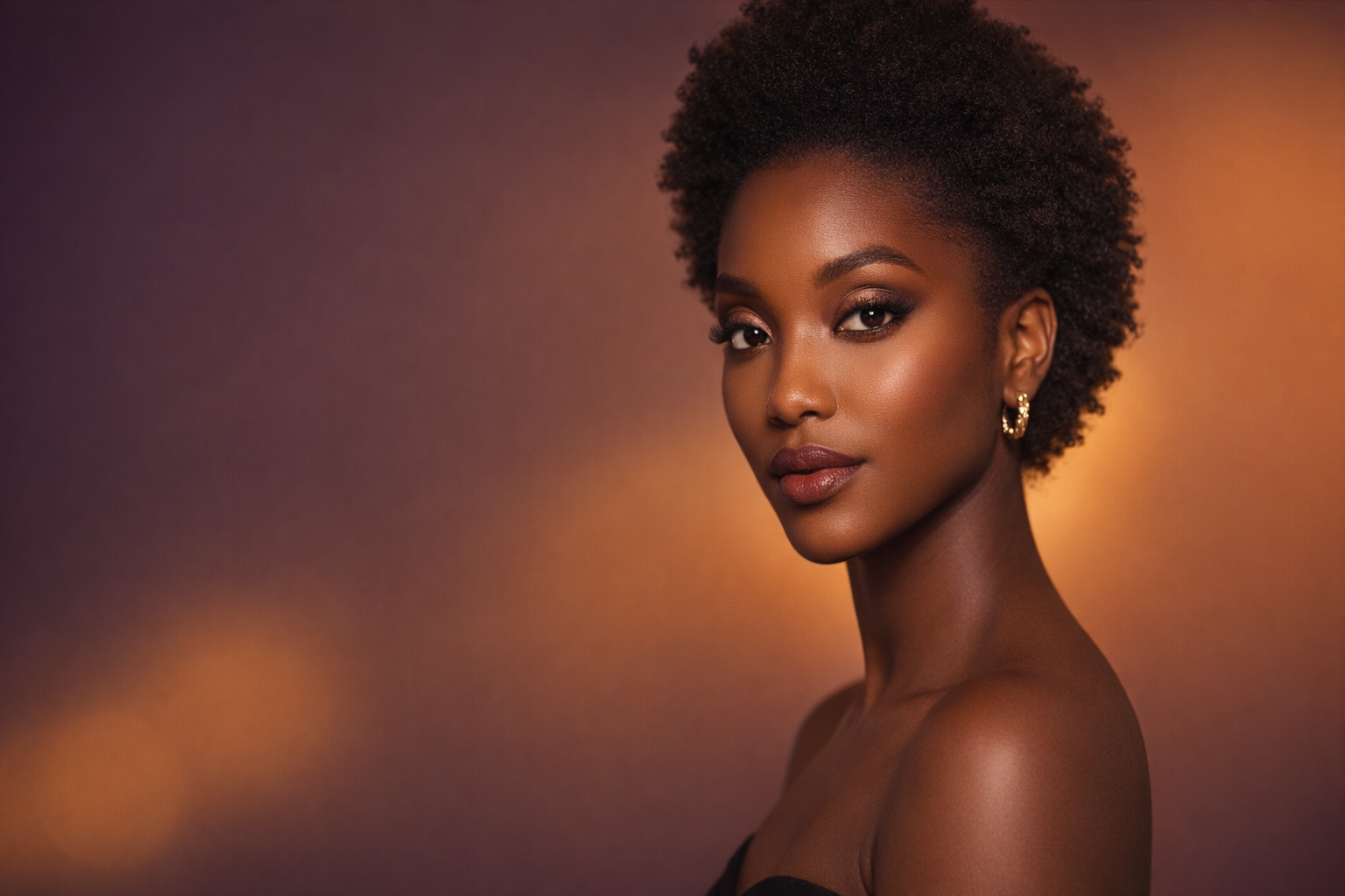 Beautiful Black woman with flawless makeup