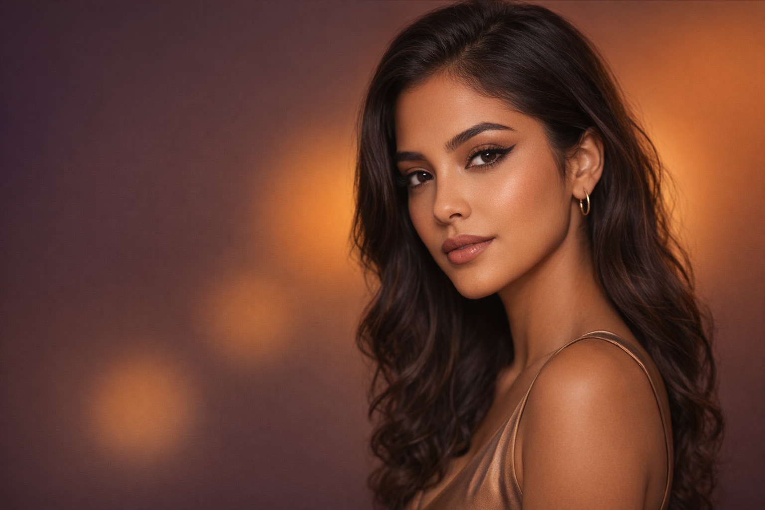 Beautiful Latina woman with flawless makeup
