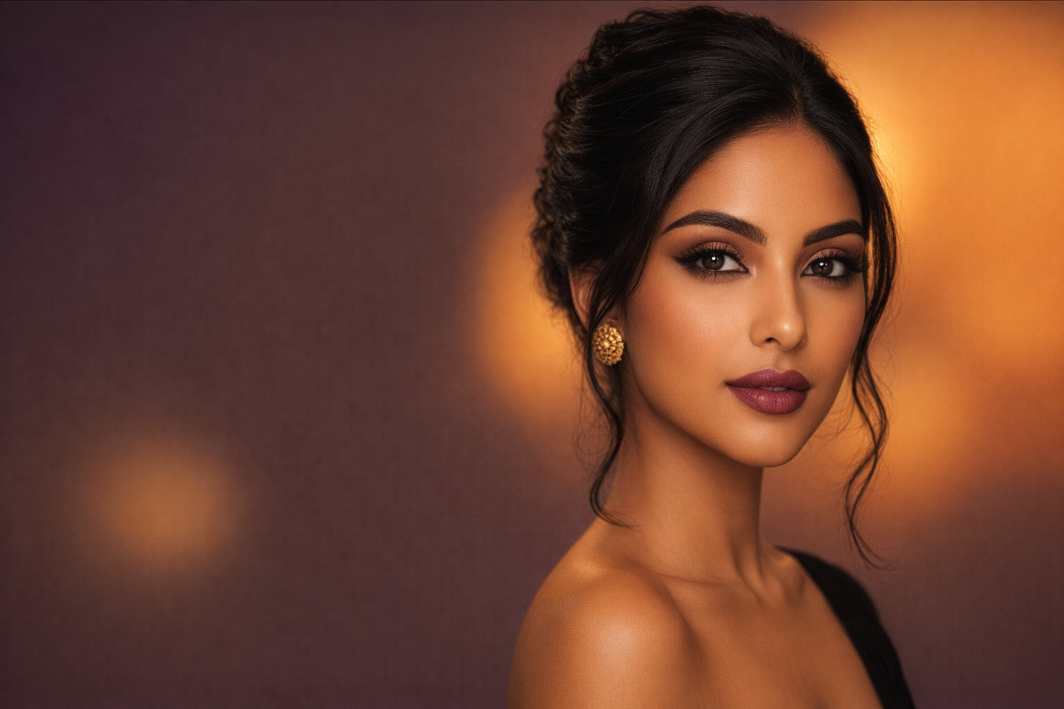 Beautiful Middle Eastern woman with flawless makeup